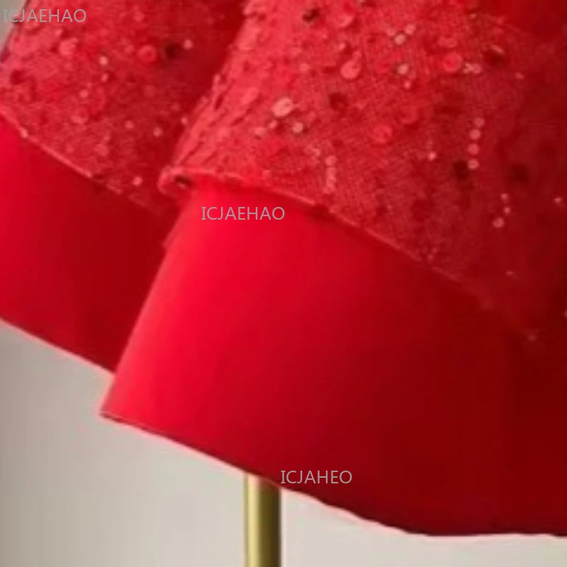 2026 New Red Girls Sequin Puffy Tulle Kids Princess Dress Children Formal Party Celebration Evening Gown Birthday Gown Dresses