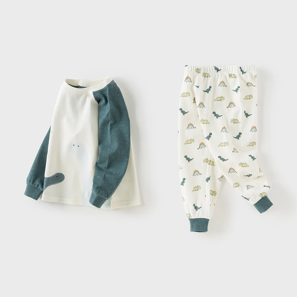 Dave Bella Boys Autumn Winter Pajama Set Children's Cotton Homesuits 2pcs Long Sleeve Top+Pant Home Wear Sets DB4252506
