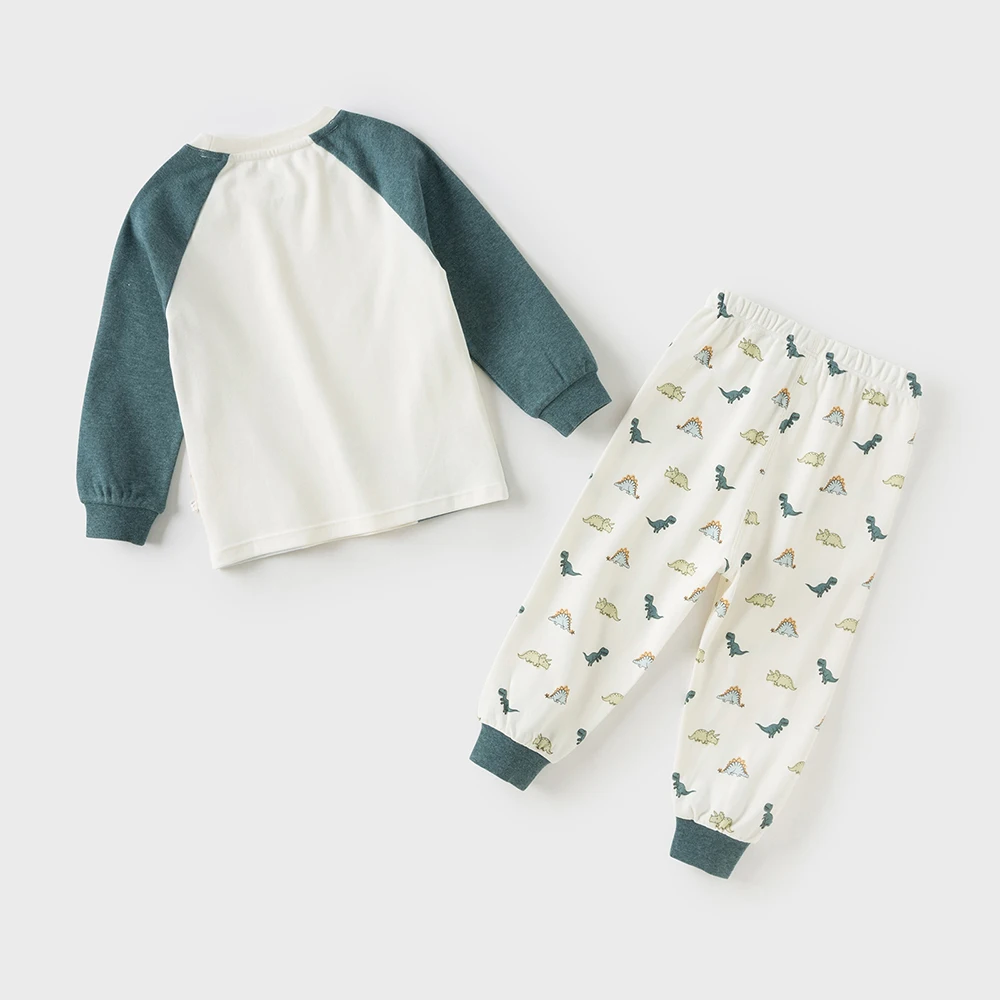 Dave Bella Boys Autumn Winter Pajama Set Children's Cotton Homesuits 2pcs Long Sleeve Top+Pant Home Wear Sets DB4252506