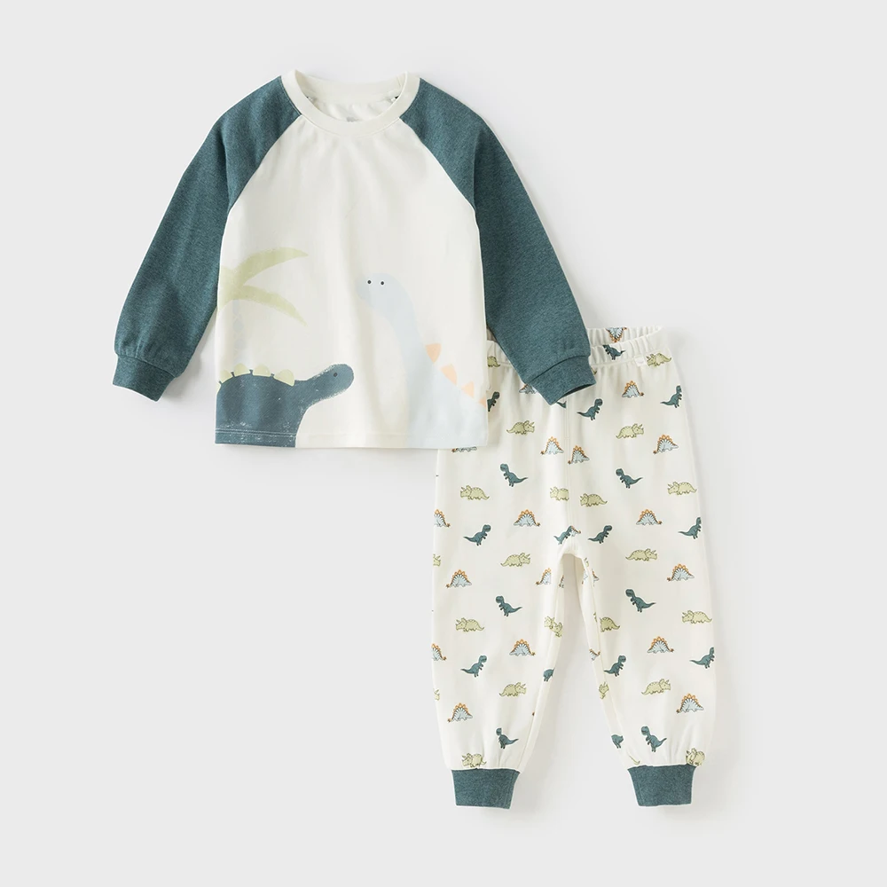 Dave Bella Boys Autumn Winter Pajama Set Children's Cotton Homesuits 2pcs Long Sleeve Top+Pant Home Wear Sets DB4252506