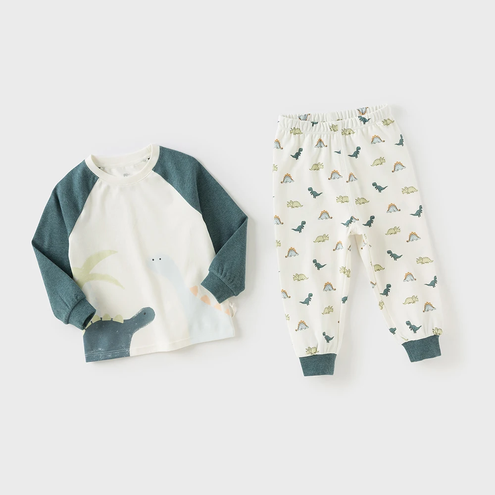 Dave Bella Boys Autumn Winter Pajama Set Children's Cotton Homesuits 2pcs Long Sleeve Top+Pant Home Wear Sets DB4252506
