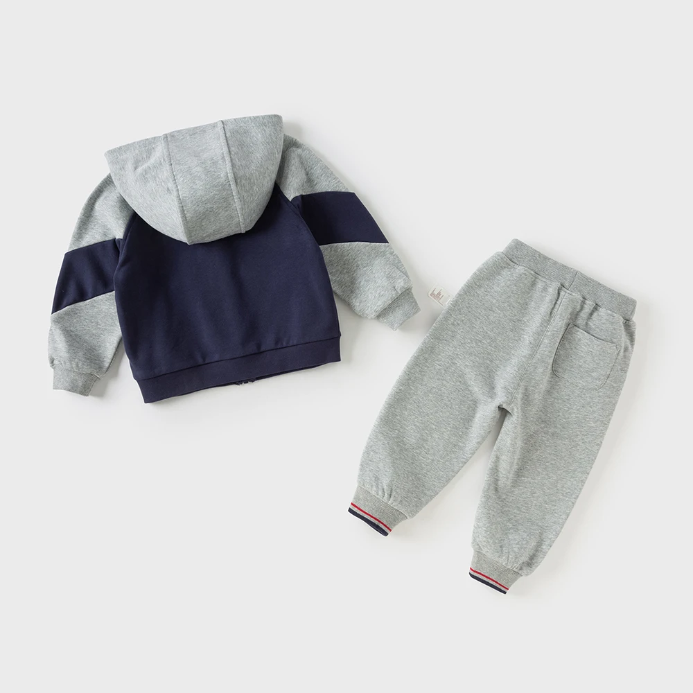 Dave Bella Kid Autumn Spring Knitted Sweatshirt Trousers Suits Boys Zipper Coat +Pant 2Pcs Set Casual Tracksuits Cloth DB3253483