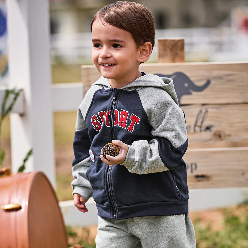 Dave Bella Kid Autumn Spring Knitted Sweatshirt Trousers Suits Boys Zipper Coat +Pant 2Pcs Set Casual Tracksuits Cloth DB3253483