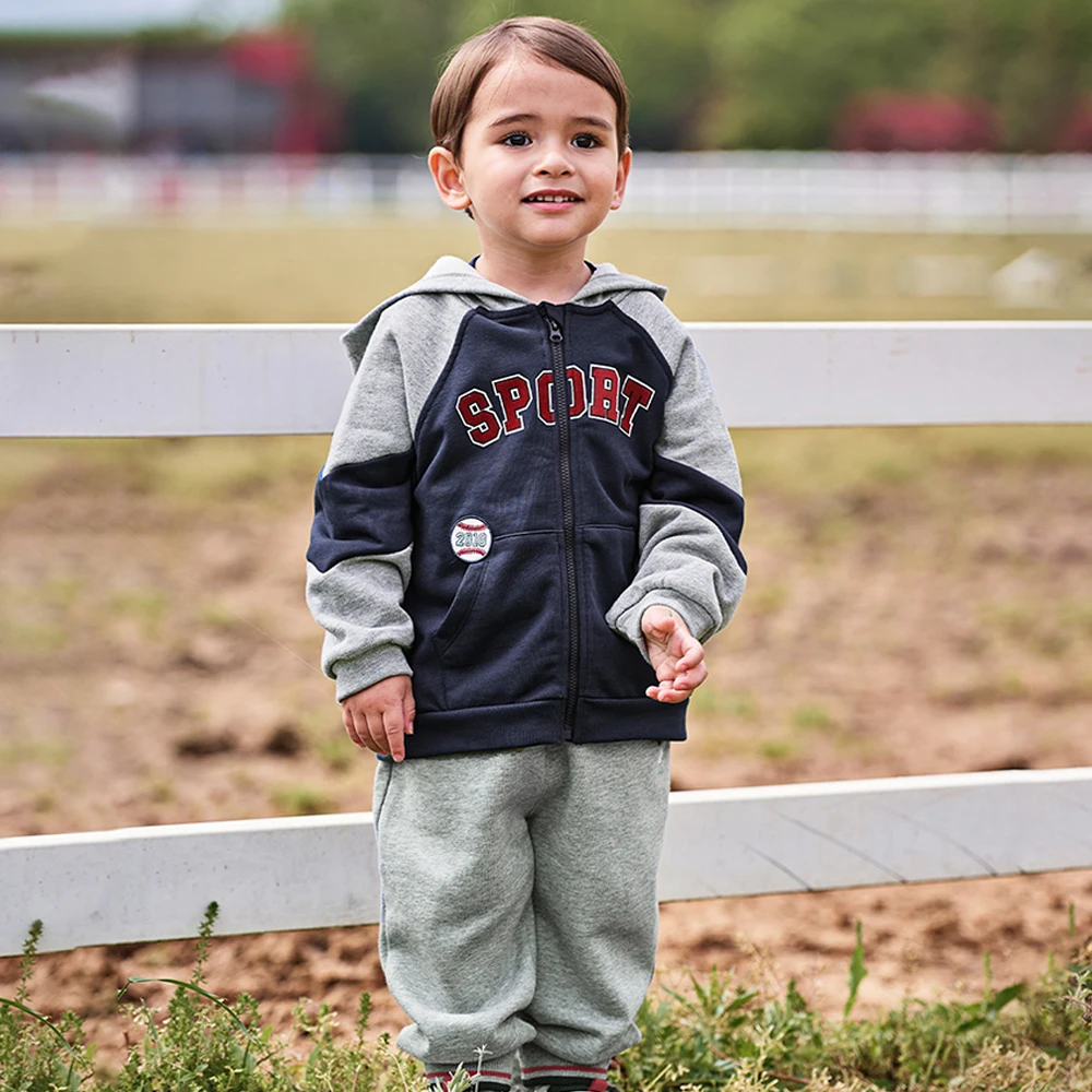 Dave Bella Kid Autumn Spring Knitted Sweatshirt Trousers Suits Boys Zipper Coat +Pant 2Pcs Set Casual Tracksuits Cloth DB3253483
