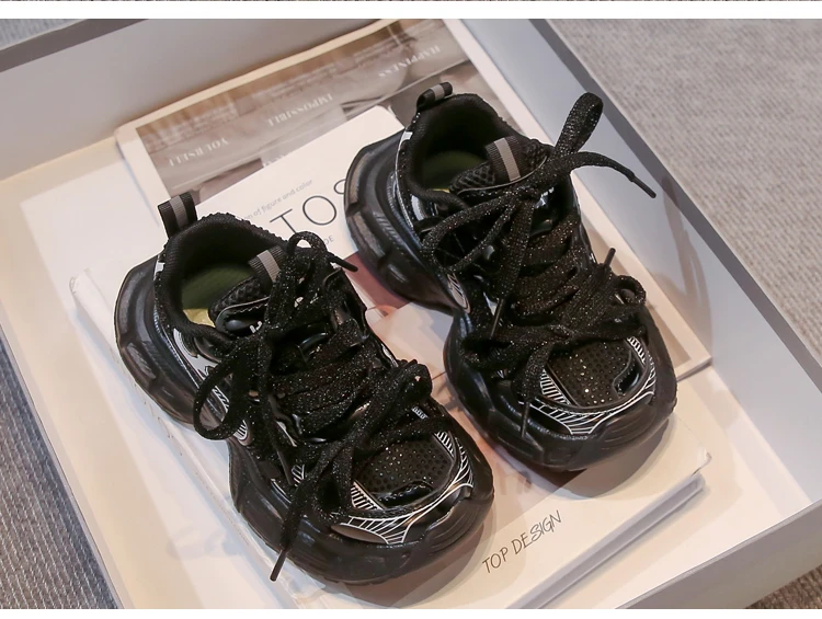 Children Basketball Shoes Shiny Glitter Kids Running Shoes Casual Soft Bottom 2025 Autumn New Students Sneakers Mesh Breathable