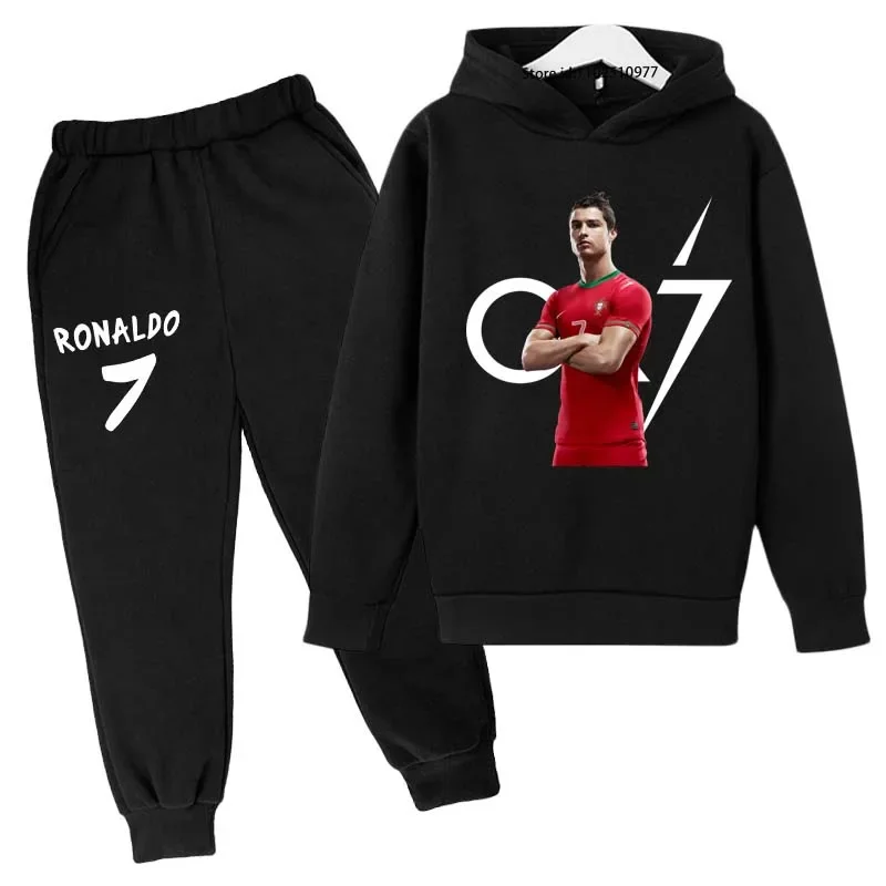 Children's Hoodie Cute Bear Print Sweatshirt Top+trousers 2P Boys Girls Boys Pullover Outdoor Sports Charming Fashion Casual Set