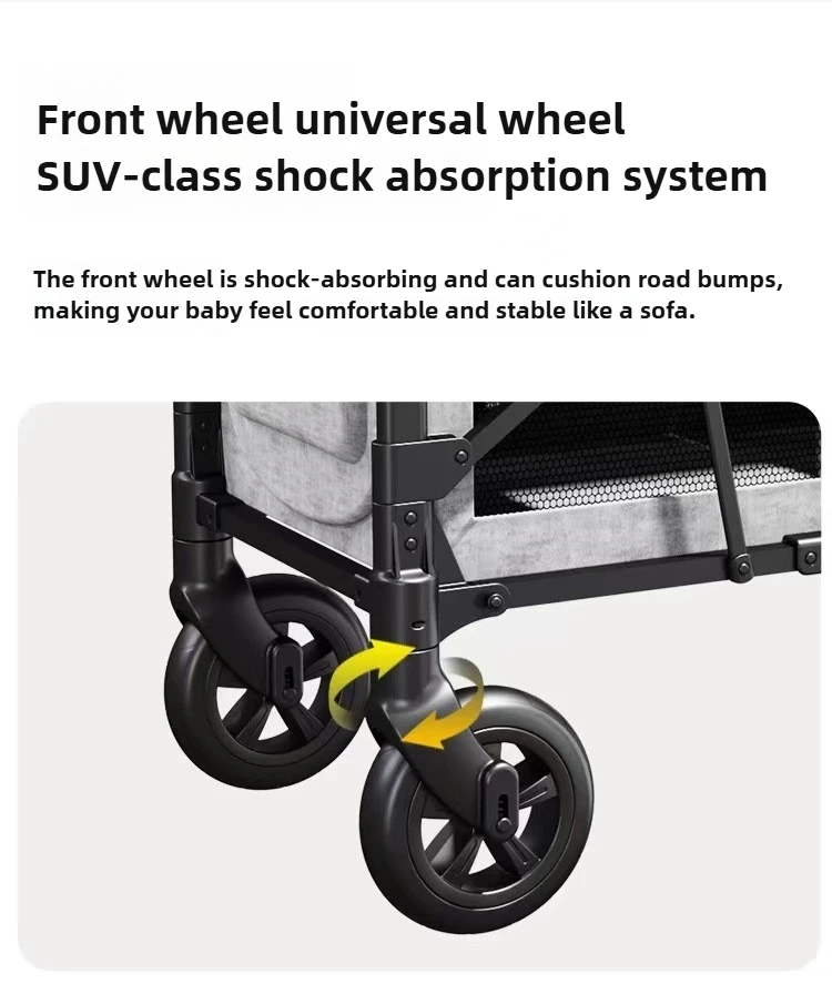Twin Baby Stroller Children's Outdoor Camping Travel Stroller Children's Camping Stroller High View, Foldable, with Sunshade