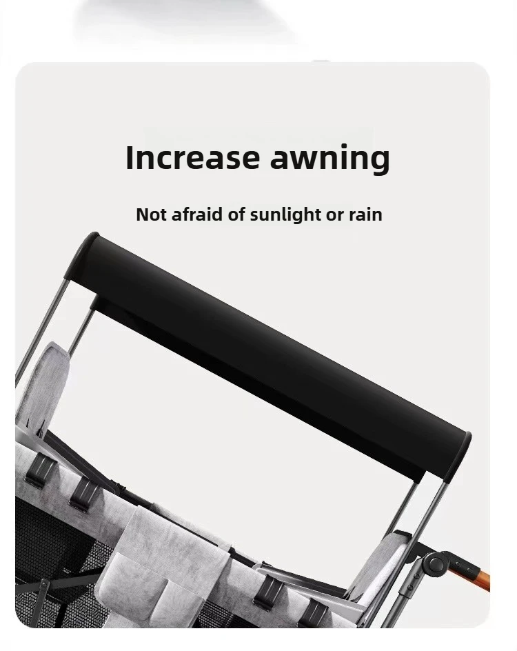 Twin Baby Stroller Children's Outdoor Camping Travel Stroller Children's Camping Stroller High View, Foldable, with Sunshade