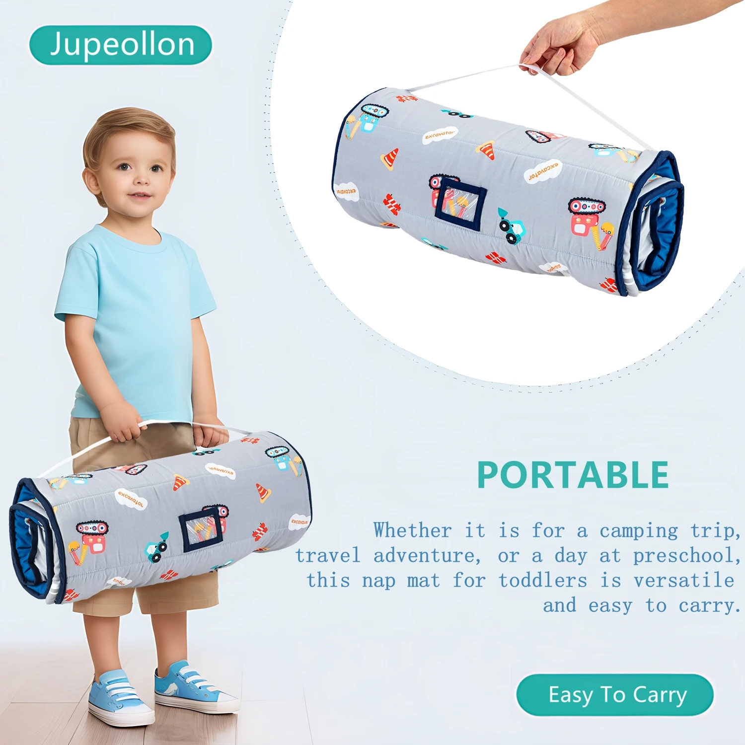 Nap Mats for Preschool Slumber Bags for Boys Girls Toddler Bedding Sleeping with Removable Pillow and Fleece Blanket Cartoon