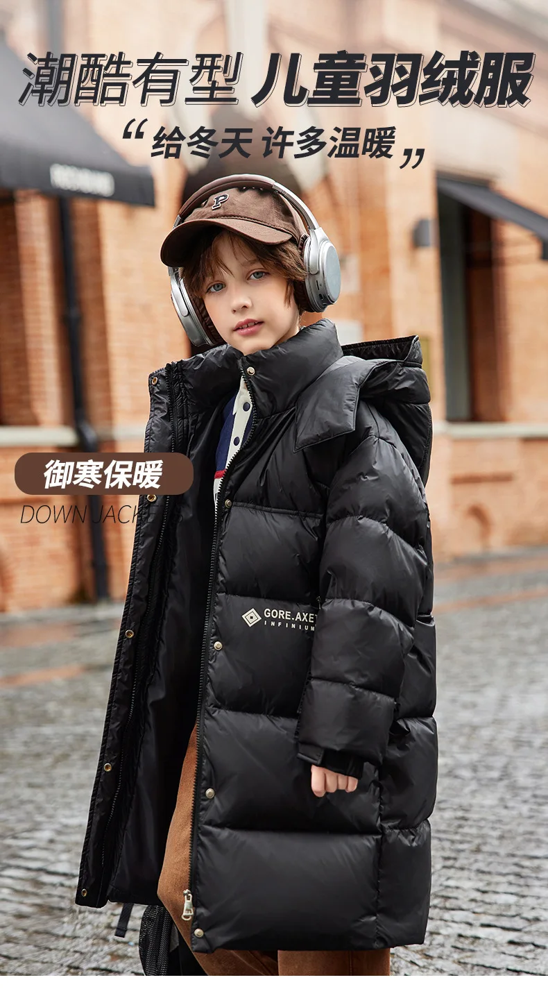 OLEKID 2025 Winter Boy Down Jacket White Duck Down Thick Warm Long Teenage Boys Jacket Coat 6-14 Years Kids Boy Parkas Outerwear