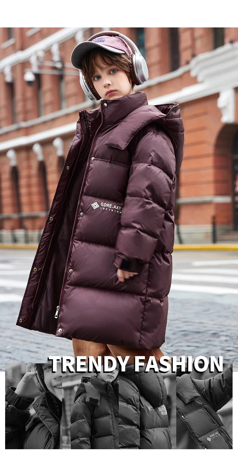 OLEKID 2025 Winter Boy Down Jacket White Duck Down Thick Warm Long Teenage Boys Jacket Coat 6-14 Years Kids Boy Parkas Outerwear