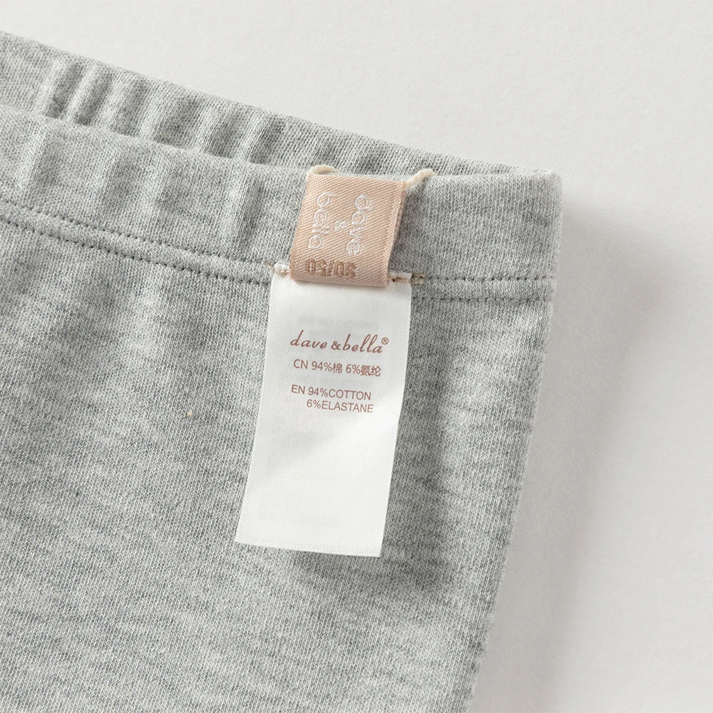 Dave Bella Girls Leggings Spring Autumn Kids Fashion Cotton Pants Cute Print Elastic Outdoor Trousers Children Clothes DB1260574