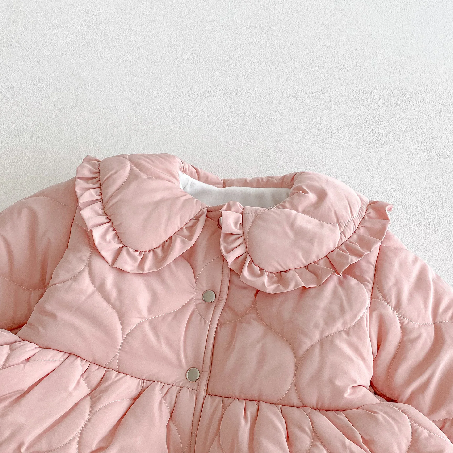 2025 Winter New Girls Warm Coat Children Plus Velvet Thick Lapel Jacket Baby Girl Long Sleeve Cotton Padded Jacket Kids Clothes