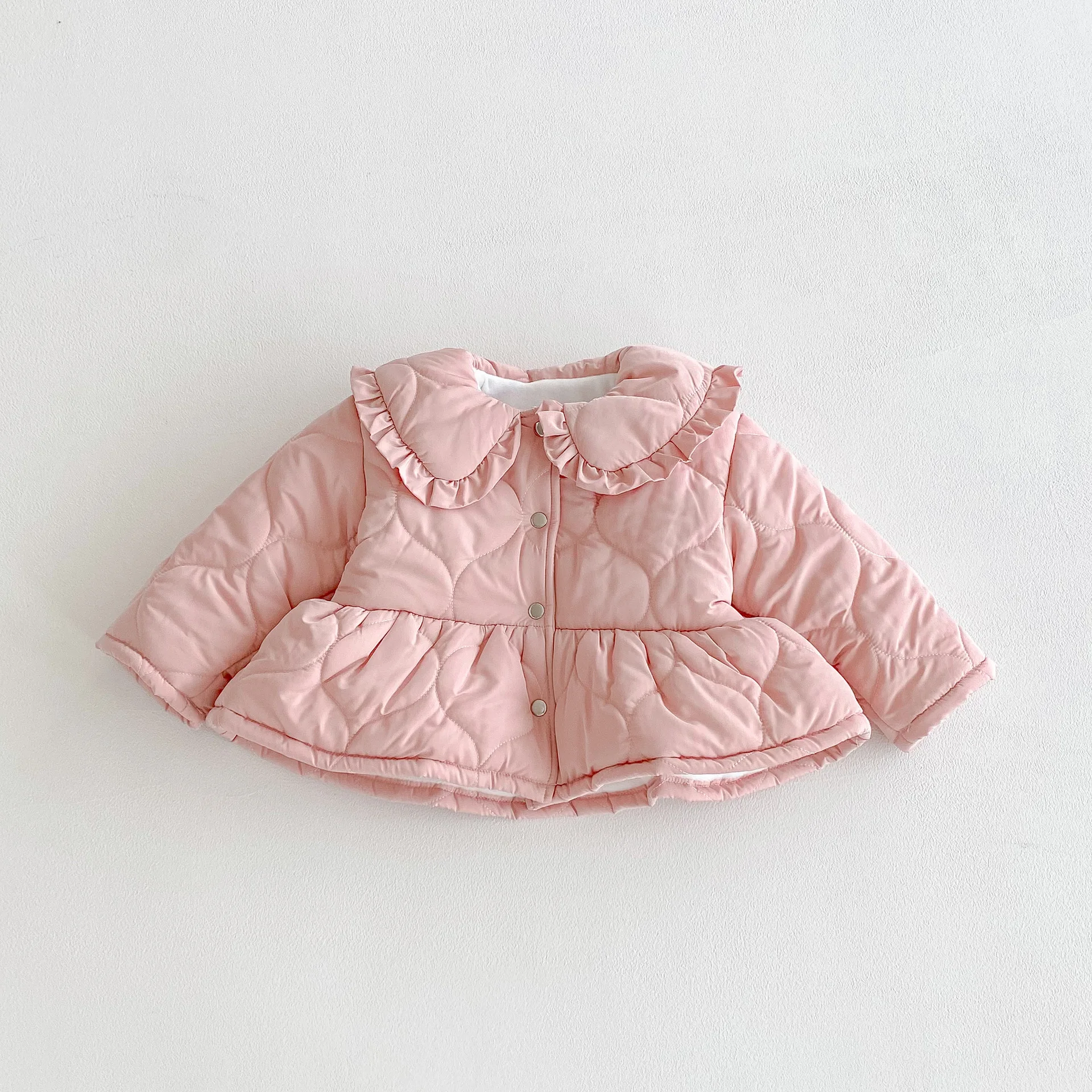 2025 Winter New Girls Warm Coat Children Plus Velvet Thick Lapel Jacket Baby Girl Long Sleeve Cotton Padded Jacket Kids Clothes