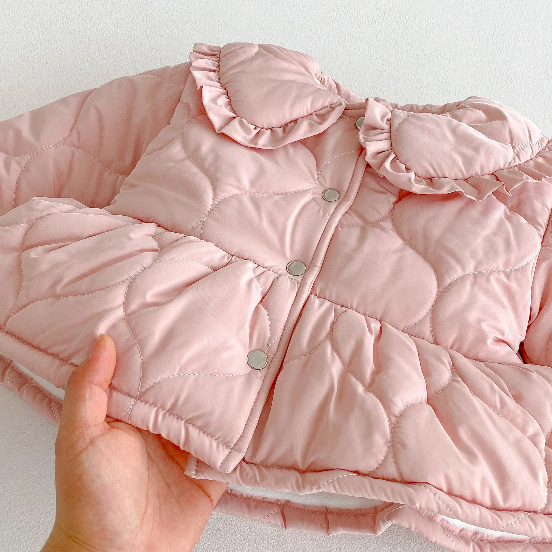 2025 Winter New Girls Warm Coat Children Plus Velvet Thick Lapel Jacket Baby Girl Long Sleeve Cotton Padded Jacket Kids Clothes
