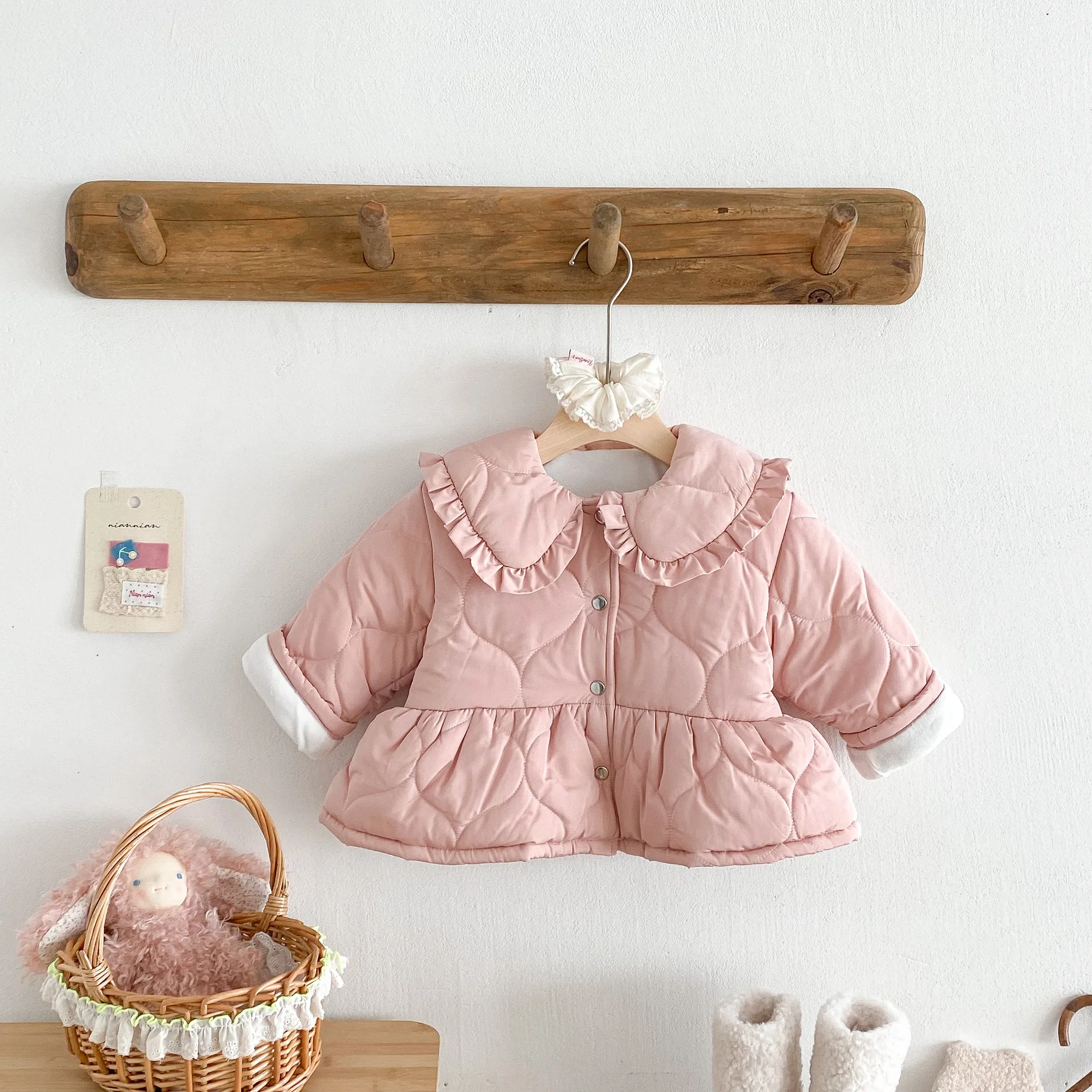 2025 Winter New Girls Warm Coat Children Plus Velvet Thick Lapel Jacket Baby Girl Long Sleeve Cotton Padded Jacket Kids Clothes