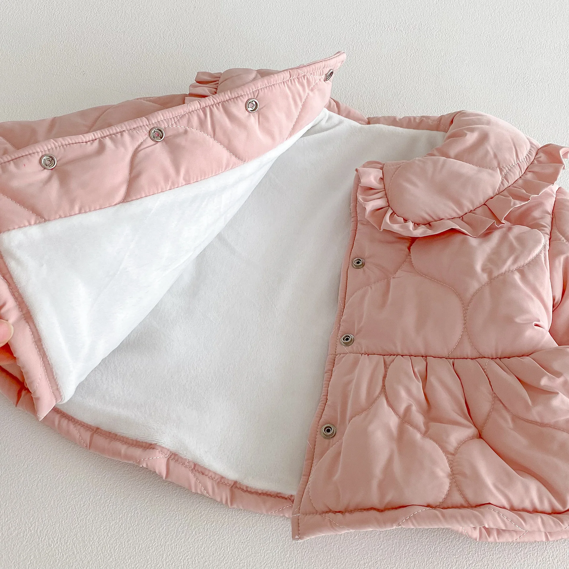 2025 Winter New Girls Warm Coat Children Plus Velvet Thick Lapel Jacket Baby Girl Long Sleeve Cotton Padded Jacket Kids Clothes