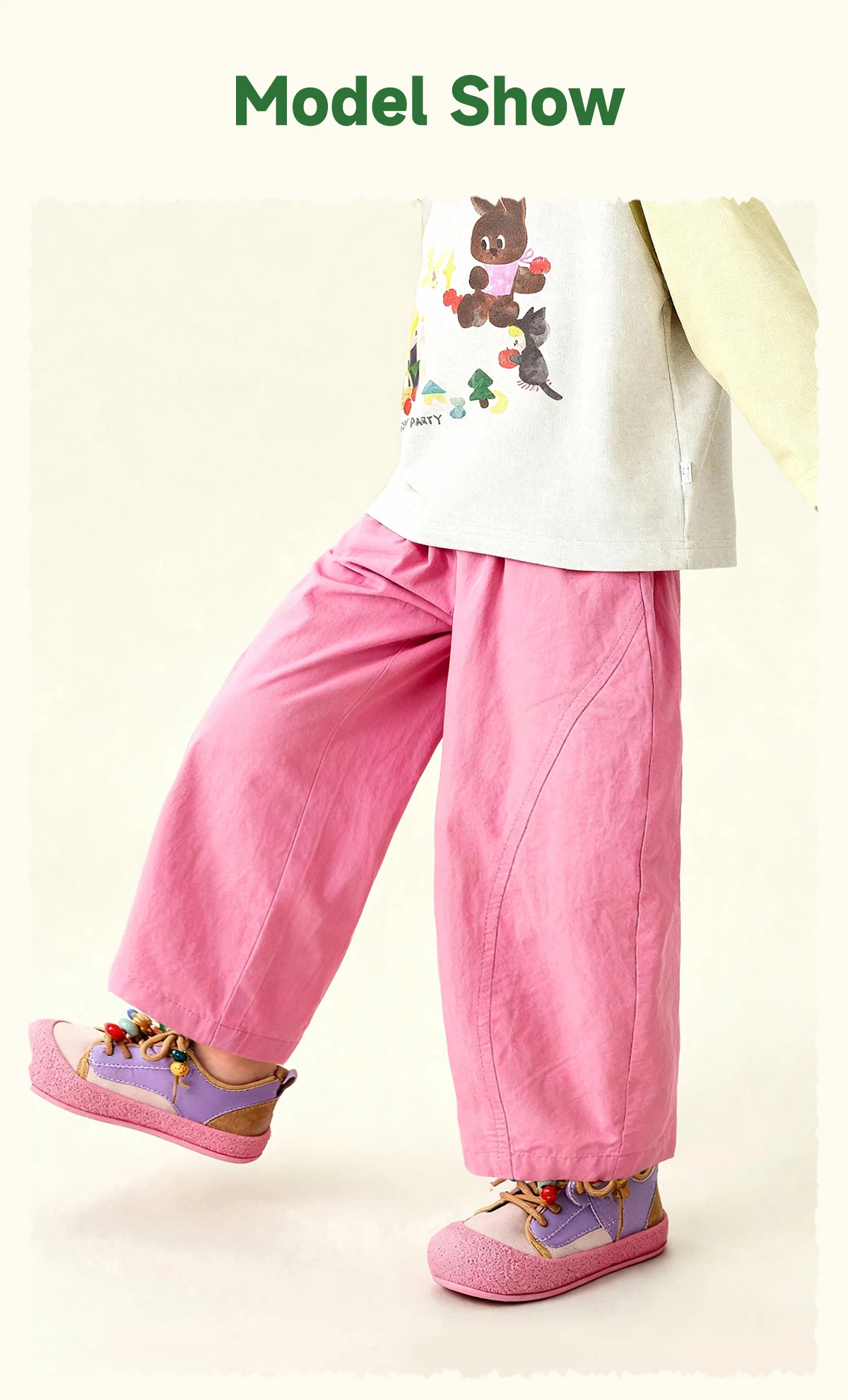 Amila 2026 Spring Children's Casual Pants For Boys And Girls Solid Color Wide Leg Trendy Versatile Daily Straight Pants