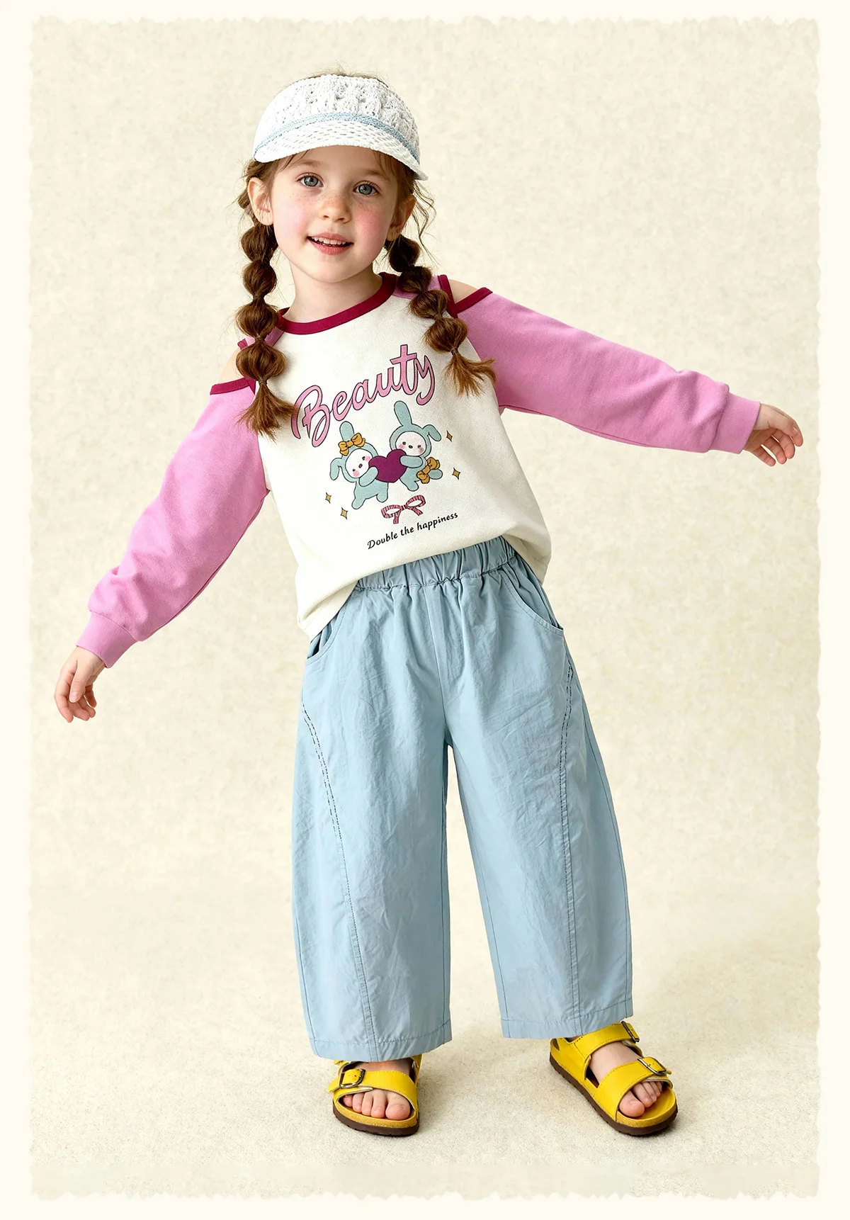 Amila 2026 Spring Children's Casual Pants For Boys And Girls Solid Color Wide Leg Trendy Versatile Daily Straight Pants