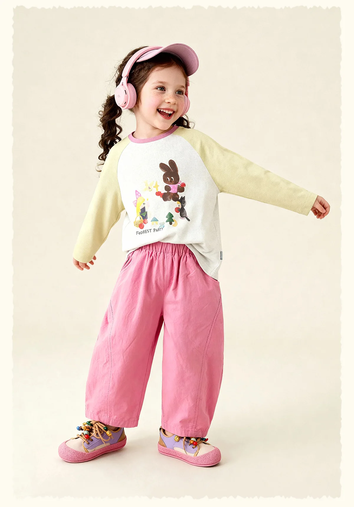 Amila 2026 Spring Children's Casual Pants For Boys And Girls Solid Color Wide Leg Trendy Versatile Daily Straight Pants