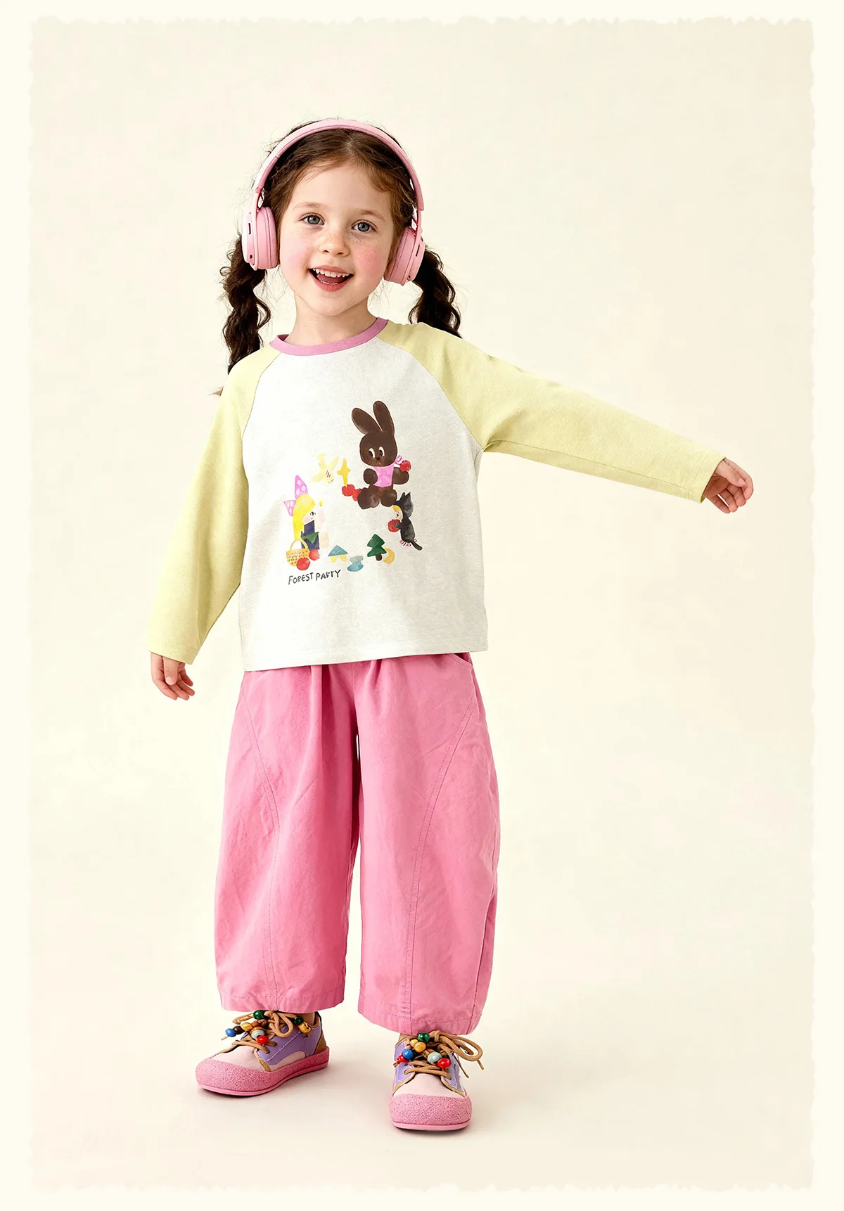 Amila 2026 Spring Children's Casual Pants For Boys And Girls Solid Color Wide Leg Trendy Versatile Daily Straight Pants