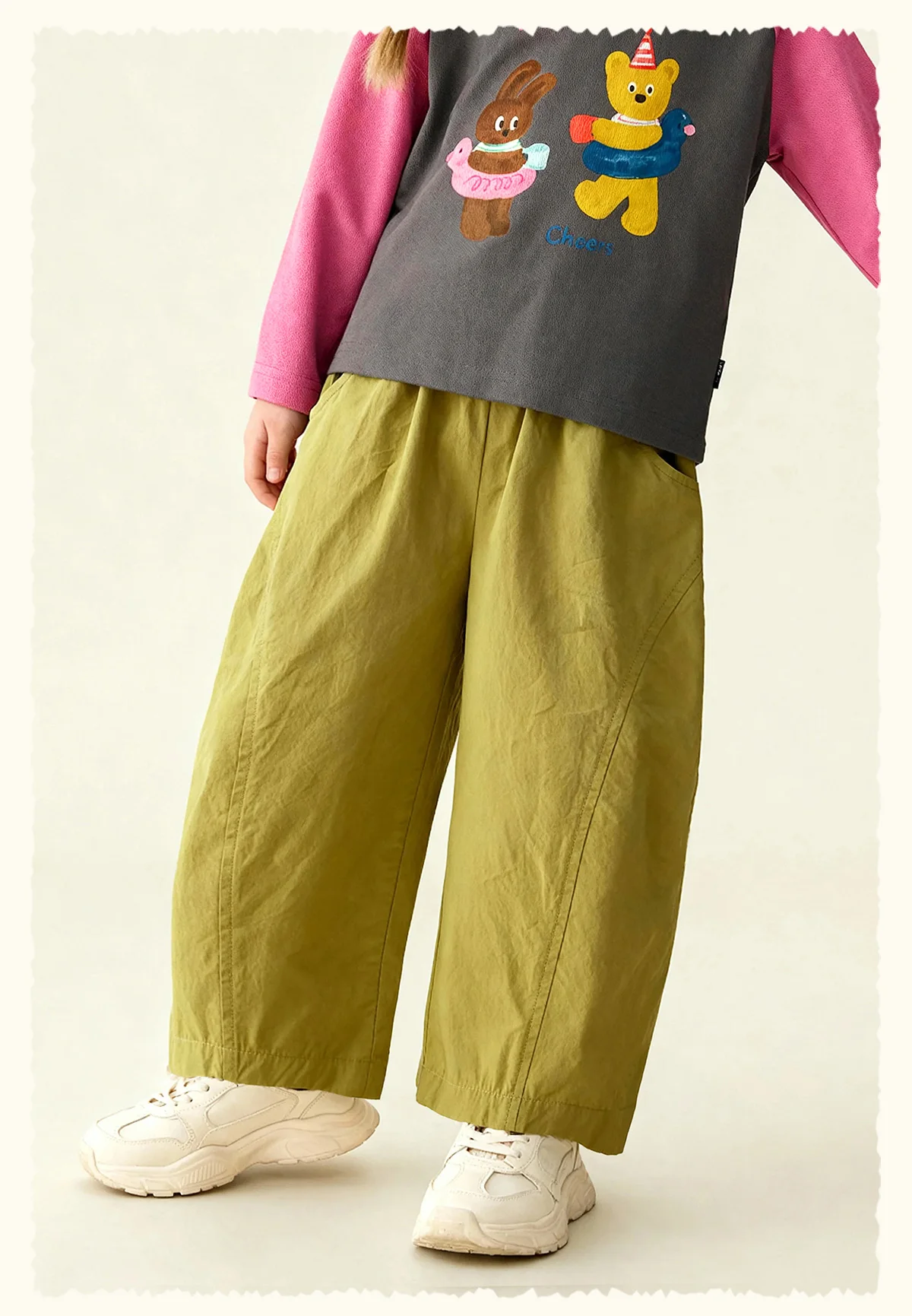 Amila 2026 Spring Children's Casual Pants For Boys And Girls Solid Color Wide Leg Trendy Versatile Daily Straight Pants
