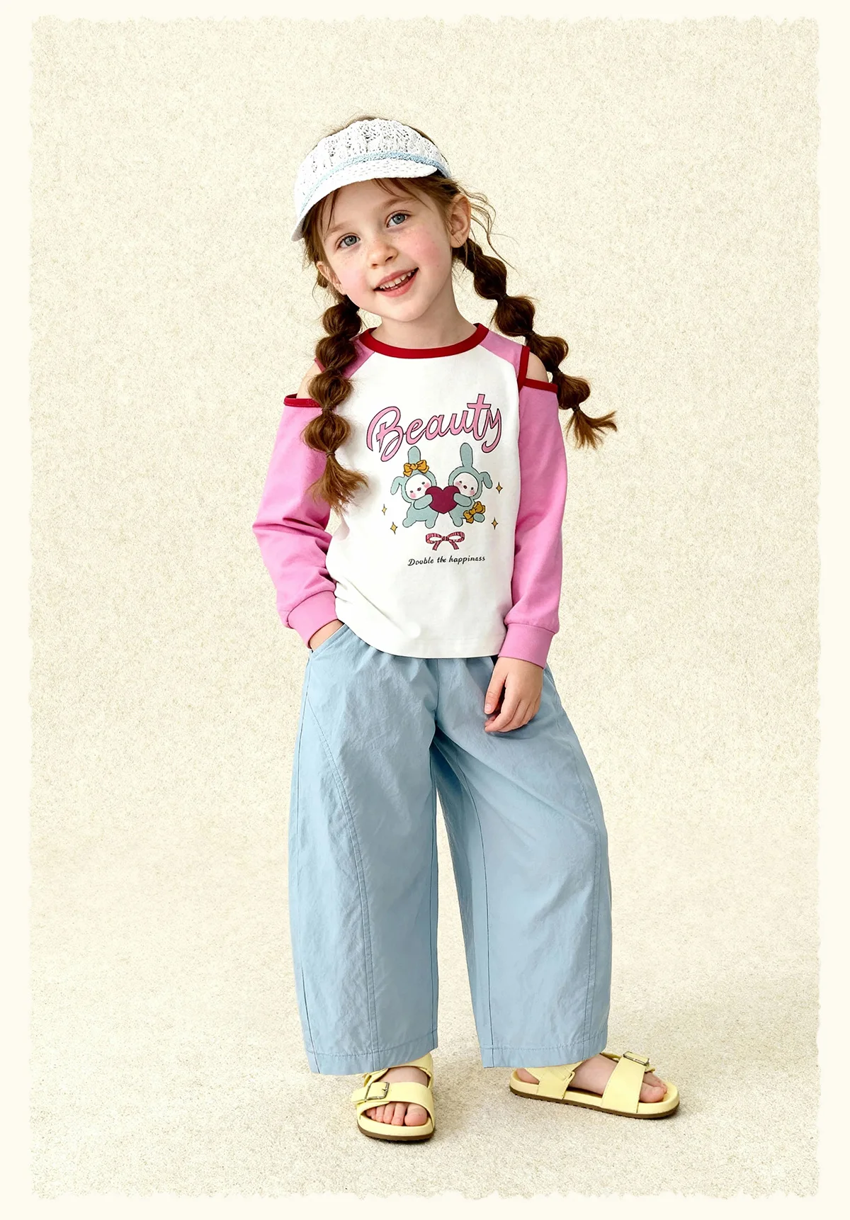 Amila 2026 Spring Children's Casual Pants For Boys And Girls Solid Color Wide Leg Trendy Versatile Daily Straight Pants