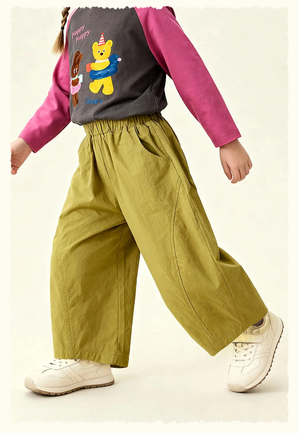 Amila 2026 Spring Children's Casual Pants For Boys And Girls Solid Color Wide Leg Trendy Versatile Daily Straight Pants