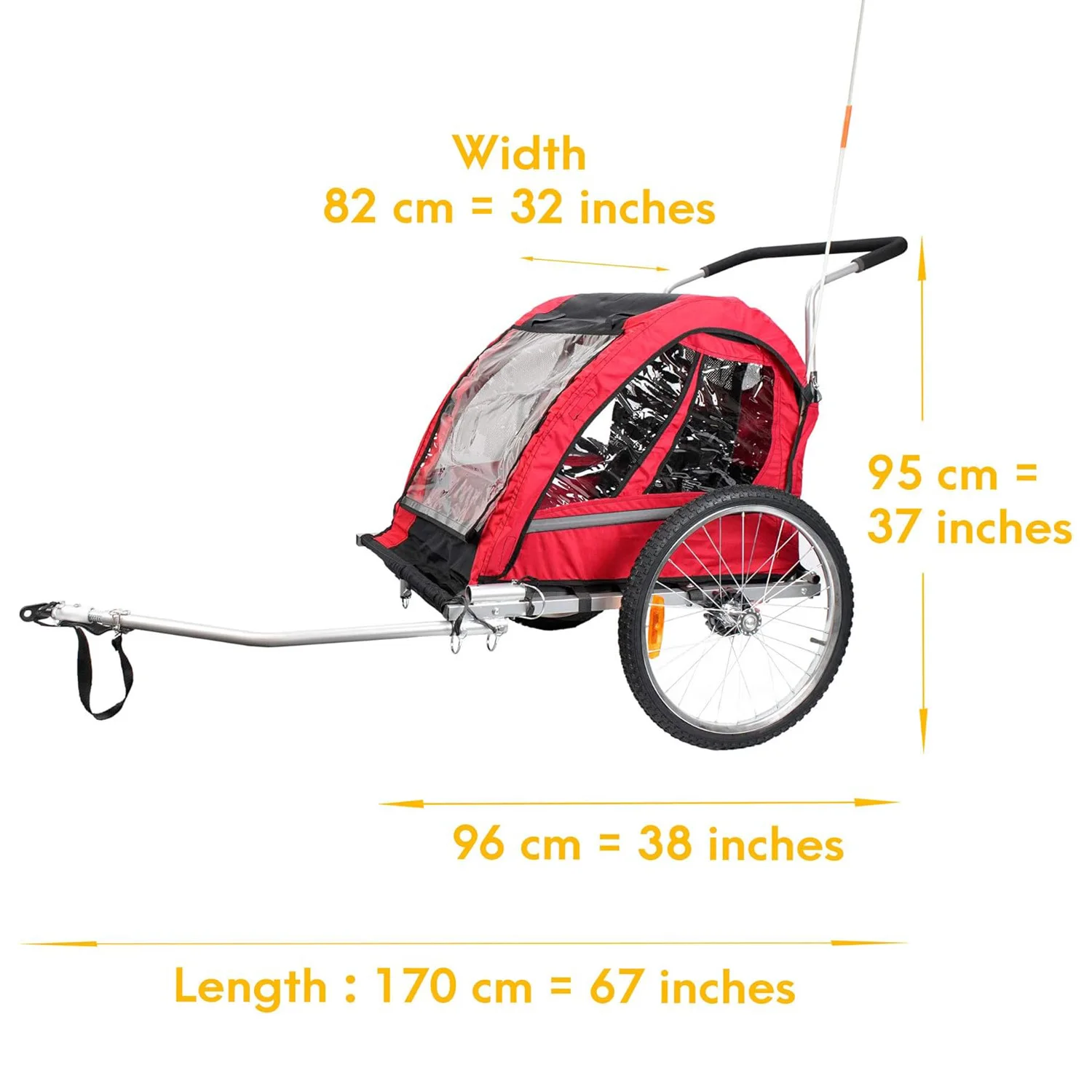 FLUID BT511 Children's Bicycle Trailer Breathable Safe Foldable Suitable for All Bicycles Convenient Storage Suitable for Children Aged 1-2 Children's Bicycle Trailer Shock Absorbing Tires