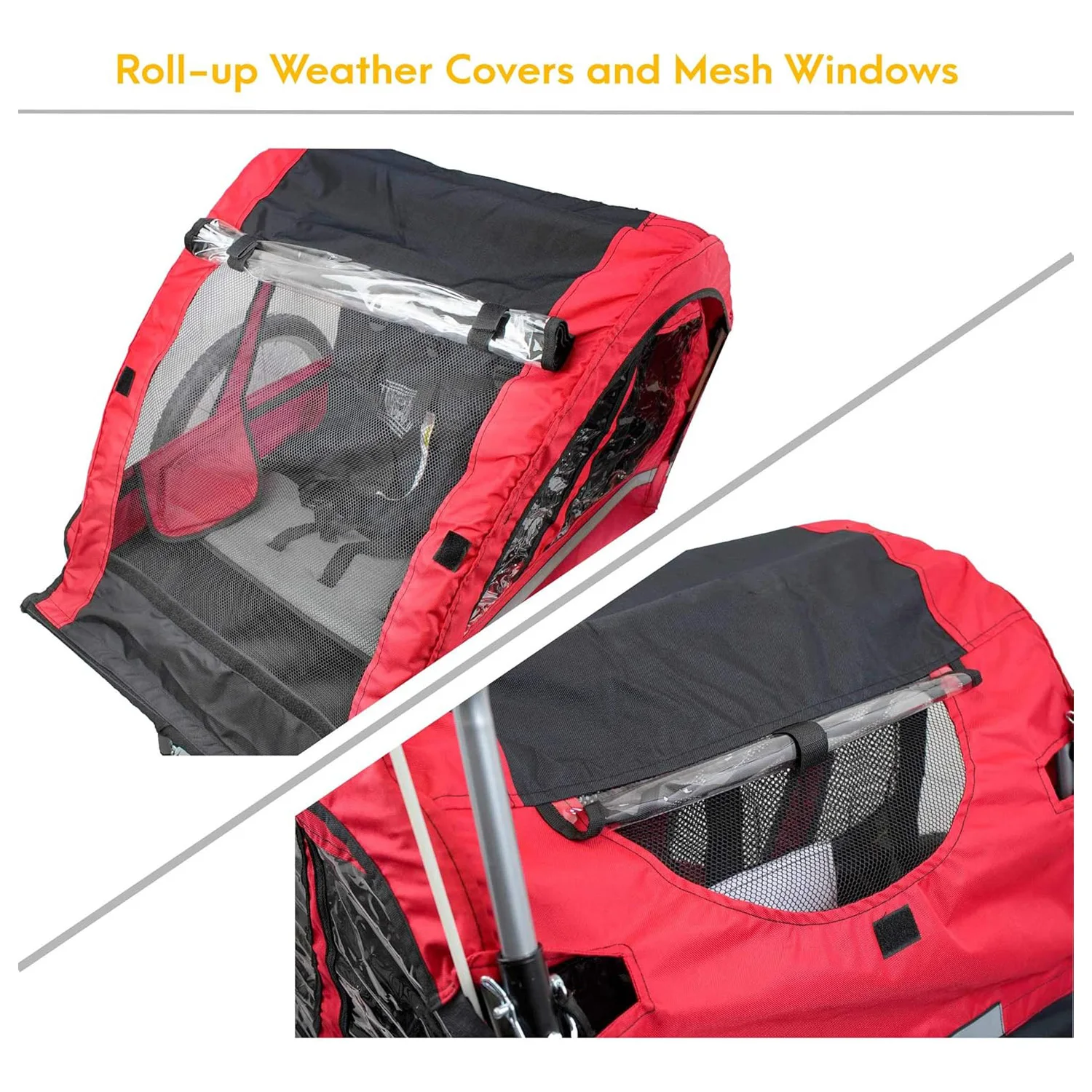FLUID BT511 Children's Bicycle Trailer Breathable Safe Foldable Suitable for All Bicycles Convenient Storage Suitable for Children Aged 1-2 Children's Bicycle Trailer Shock Absorbing Tires