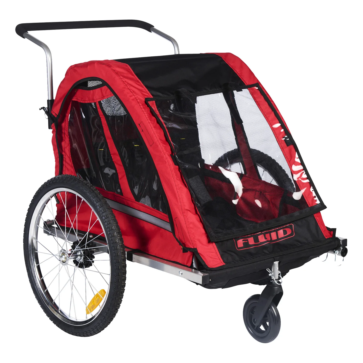 FLUID BT511 Children's Bicycle Trailer Breathable Safe Foldable Suitable for All Bicycles Convenient Storage Suitable for Children Aged 1-2 Children's Bicycle Trailer Shock Absorbing Tires