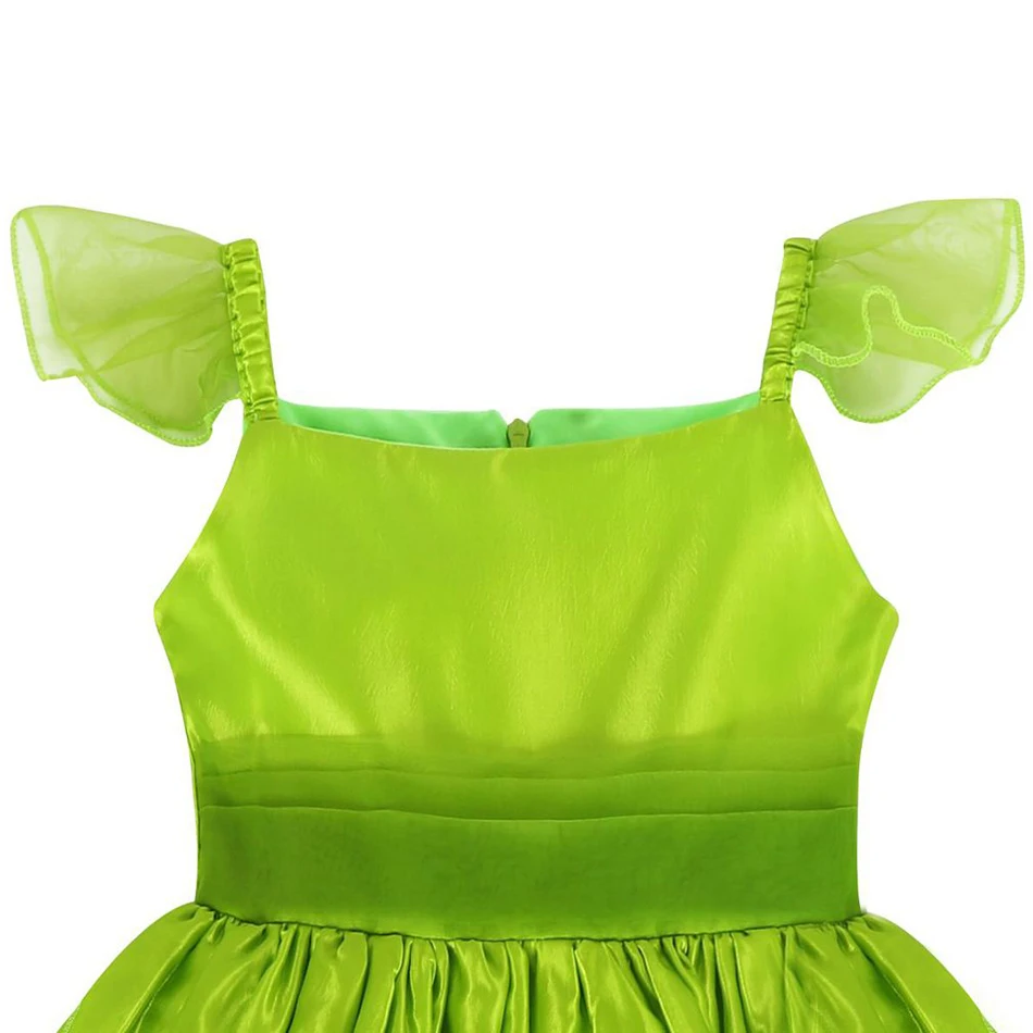 Muababy Tinker Bell Style Fairy Gown for Girls with Glitter Wings Flower Elf Costume Carnival Party Outfit Kids Toddler 2-8Y