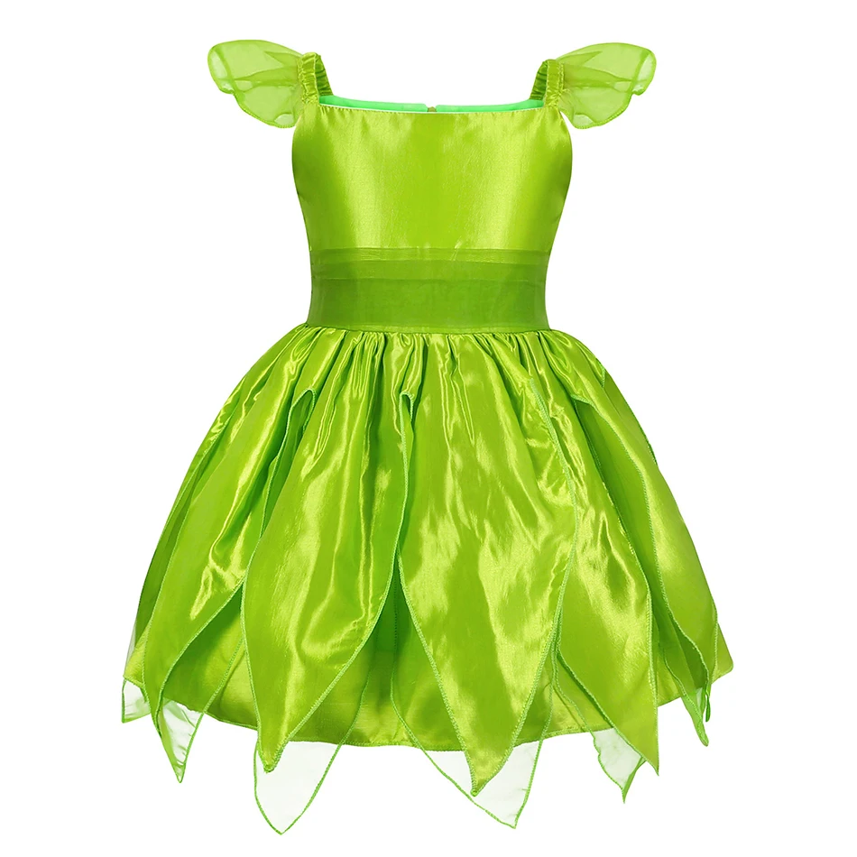 Muababy Tinker Bell Style Fairy Gown for Girls with Glitter Wings Flower Elf Costume Carnival Party Outfit Kids Toddler 2-8Y