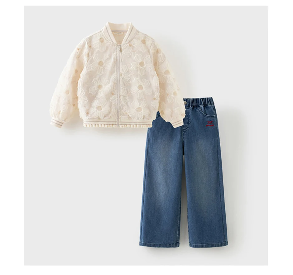 Dave Bella Girls Baby Floral Baseball Outerwear Tops Spring Autumn Casual Jacket Sweet Cute Children Coat Outdoor DK1261086
