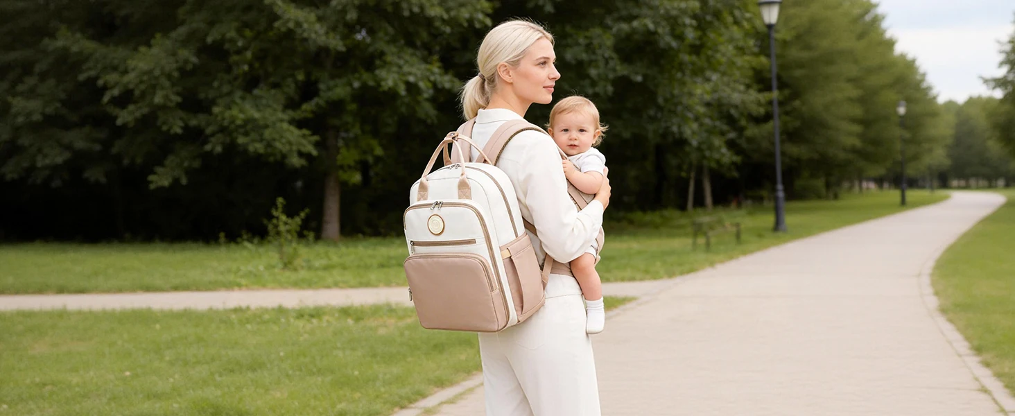 Miss Lulu Multifunction Diaper Backpack, Large Nappy Bag with Stroller Straps, Insulated Pockets & Wet-Dry Separation for Travel