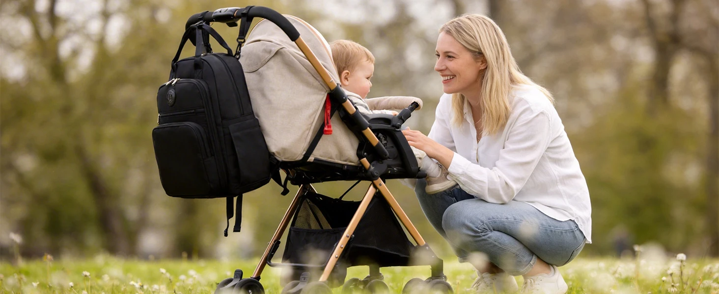 Miss Lulu Multifunction Diaper Backpack, Large Nappy Bag with Stroller Straps, Insulated Pockets & Wet-Dry Separation for Travel