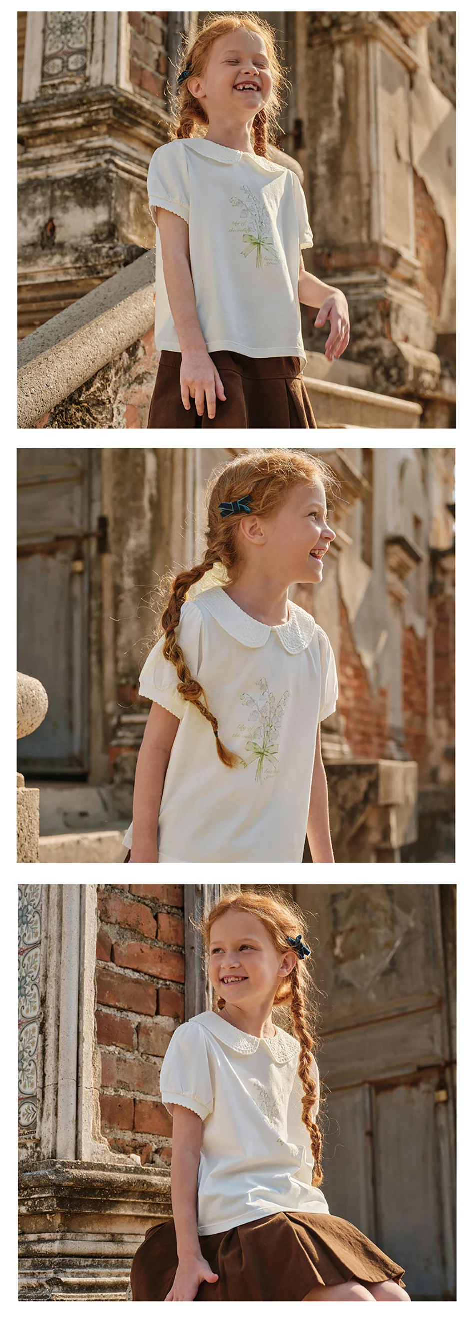 Dave Bella Girl Summer Printed T-shirts Kids 7-13 Years Tees Children Short Sleeve Cotton Tops Casual Outdoor Clothes DK2262125