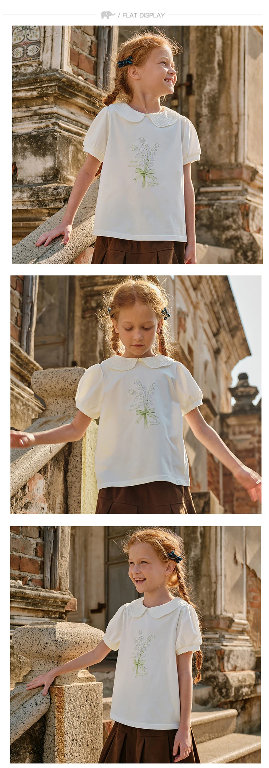 Dave Bella Girl Summer Printed T-shirts Kids 7-13 Years Tees Children Short Sleeve Cotton Tops Casual Outdoor Clothes DK2262125