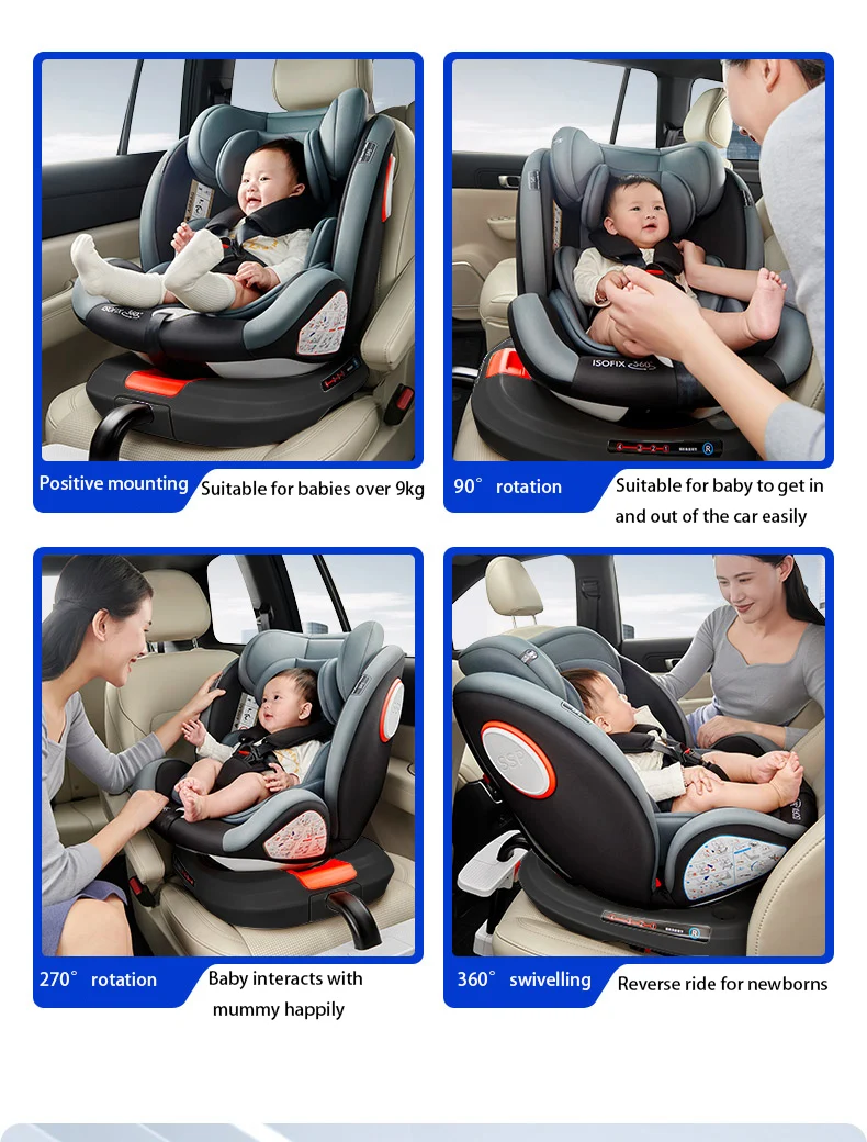 Baby Car Seat with ISOFIX Child Safety Car Seat Compatible Interface ECE R129 Certified Newborn Product Baby Travel System Supports 360° Rotation Adjustable Essential for Baby Travel New Model High Safety Protects Baby's Travel Infant Car Safety Seat