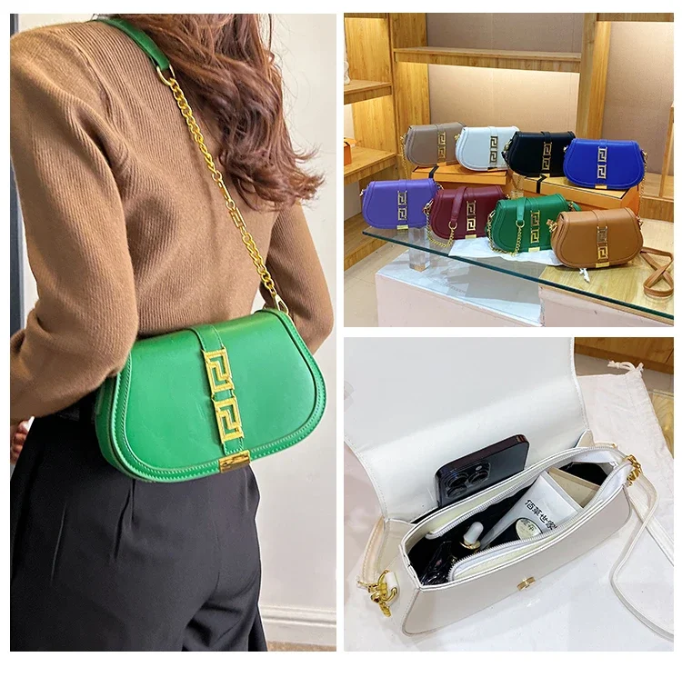 High End Minimalist Trendy Letter Logo Diaper Bag Leather Crossbody Purse For Women Stylish Casual Simple Vintage Tote Bag