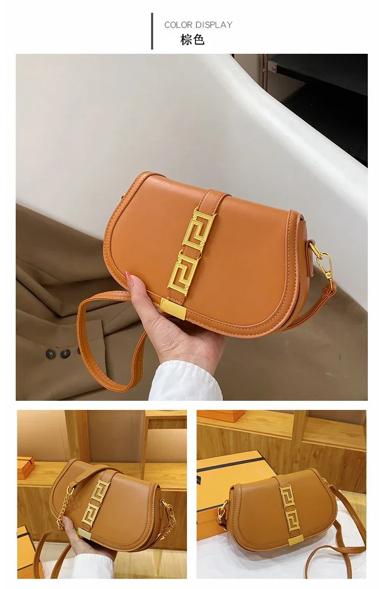 High End Minimalist Trendy Letter Logo Diaper Bag Leather Crossbody Purse For Women Stylish Casual Simple Vintage Tote Bag