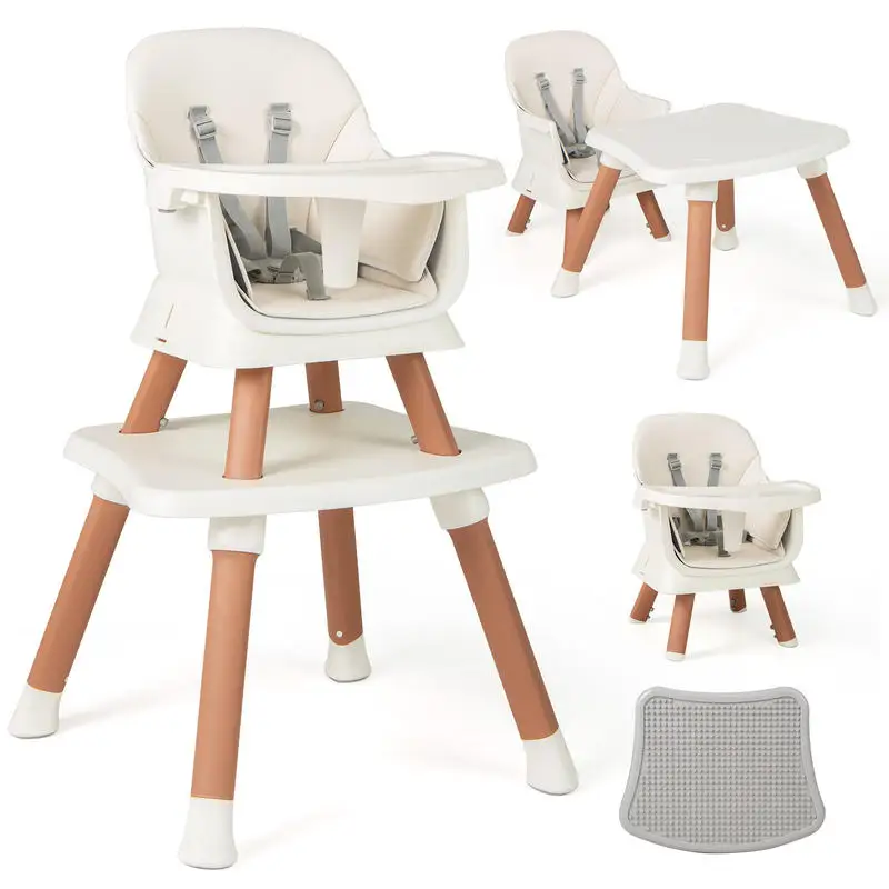 6 in 1 Baby High Chair Convertible Baby Feeding Chair Dining Room Booster Seat Table and Chair Set Black