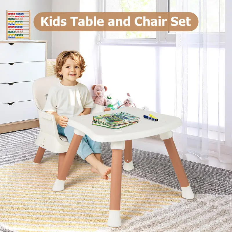 6 in 1 Baby High Chair Convertible Baby Feeding Chair Dining Room Booster Seat Table and Chair Set Black