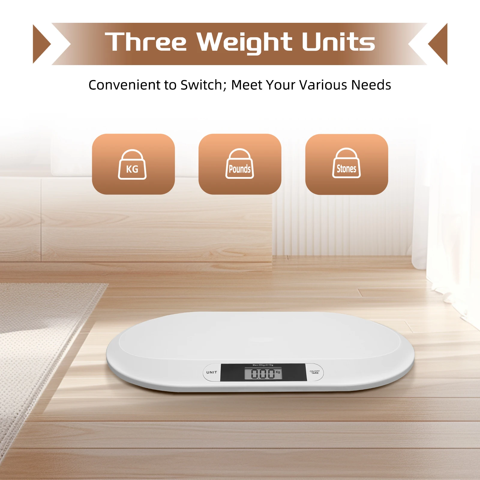 55x32x2.7cm Infant Scale ABS plastic baby scale 20kg Weight Capacity Baby Weighing Scale for Weighing Items Blow 20kg/44Pounds It is Suitable for Weighing Babies Rabbits, Cats Dogs Etc