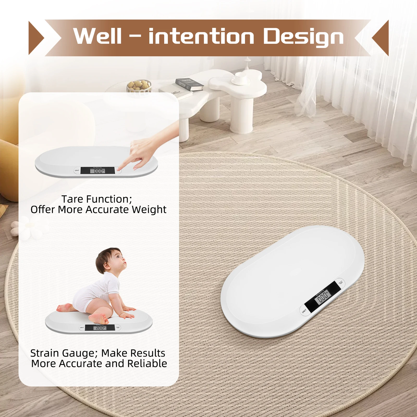 55x32x2.7cm Infant Scale ABS plastic baby scale 20kg Weight Capacity Baby Weighing Scale for Weighing Items Blow 20kg/44Pounds It is Suitable for Weighing Babies Rabbits, Cats Dogs Etc