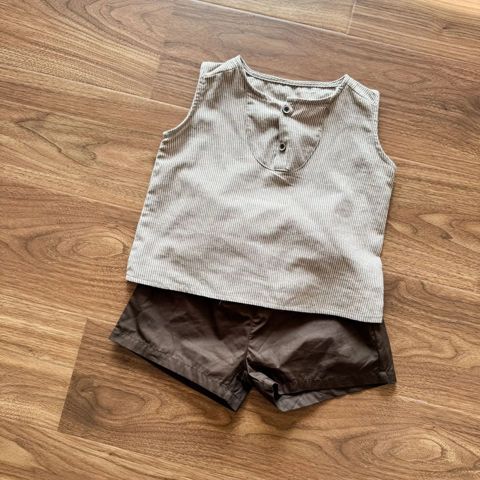 2026 Summer New Children Sleeveless Clothes Set Boys Striped Tops + Shorts 2pcs Suit Girls Vest Dress Brother Sisters Outfit