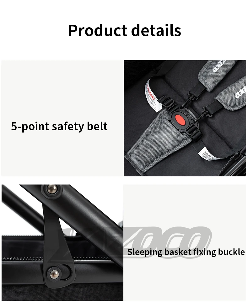 3-in-1 Multi-functional Baby Stroller Lightweight Folding Reclining Pushchair High Landscape Baby Carriage with Storage