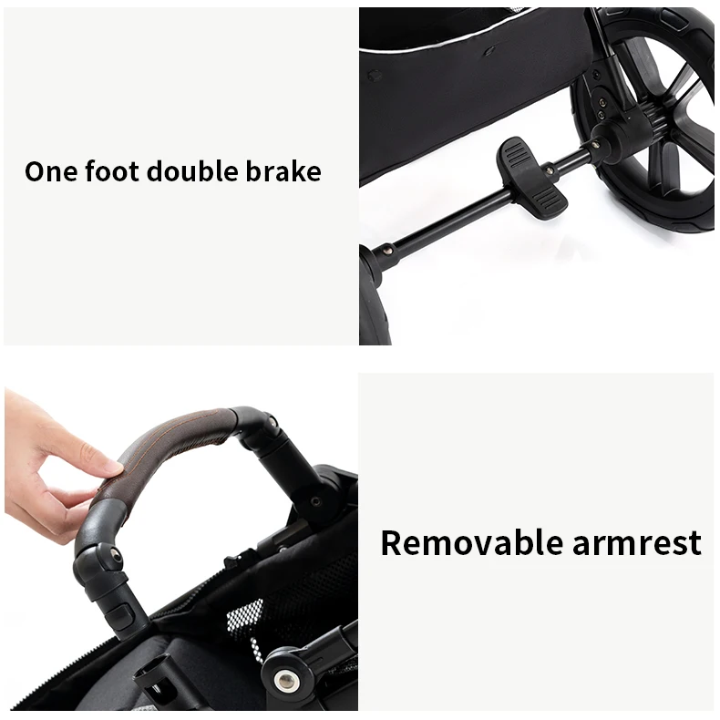 3-in-1 Multi-functional Baby Stroller Lightweight Folding Reclining Pushchair High Landscape Baby Carriage with Storage
