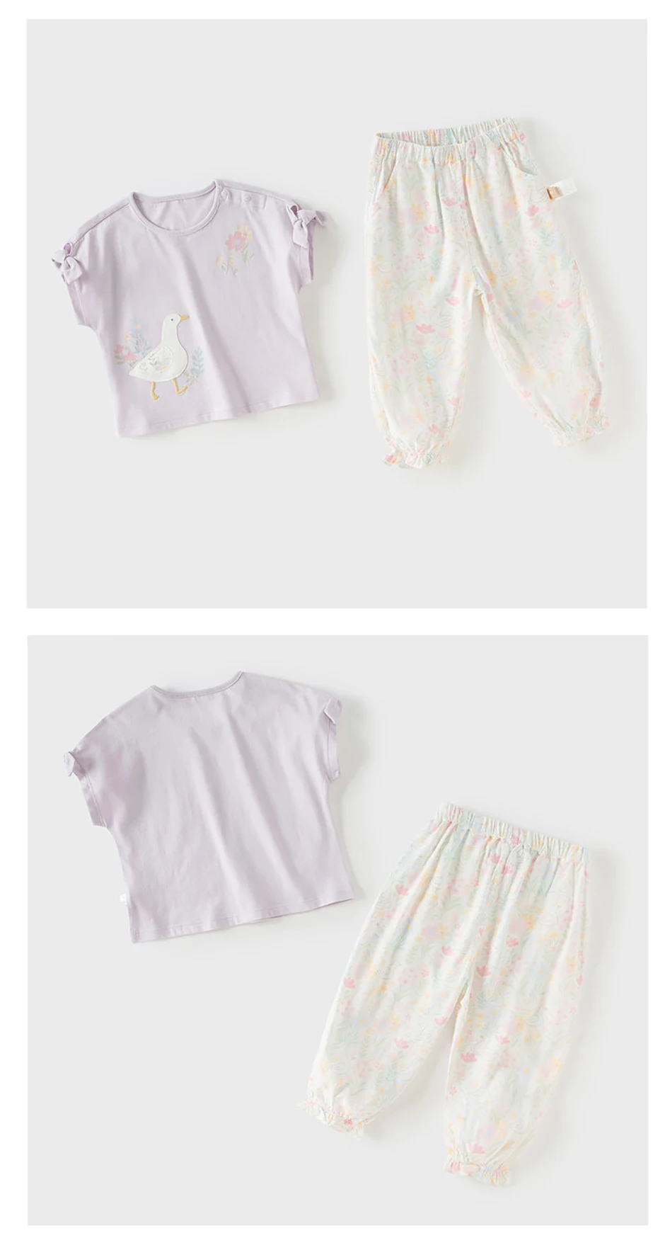 Dave Bella Girls Summer 2PCS Set Short Sleeve T-shirt Flower Pants Suits Childern Printed Tops Trouser Clothing Sets DB2262095