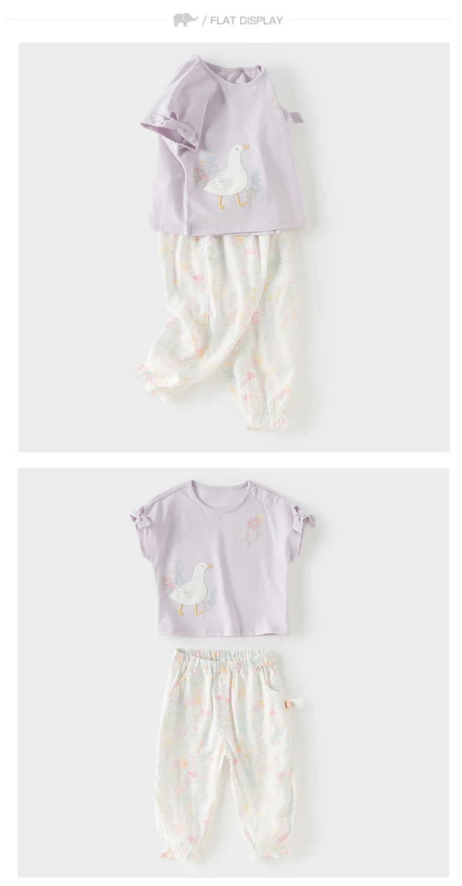 Dave Bella Girls Summer 2PCS Set Short Sleeve T-shirt Flower Pants Suits Childern Printed Tops Trouser Clothing Sets DB2262095